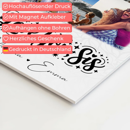 Personalisiertes Fotoboard Poster Magnetisch mit 8 Fotos und Herz Foto Love You Sis