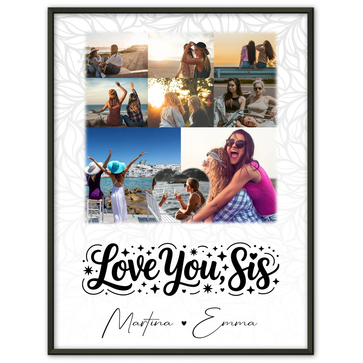 Geschwister Poster Personalisiert mit 8 Fotos und 1 Herz Foto Love you sis