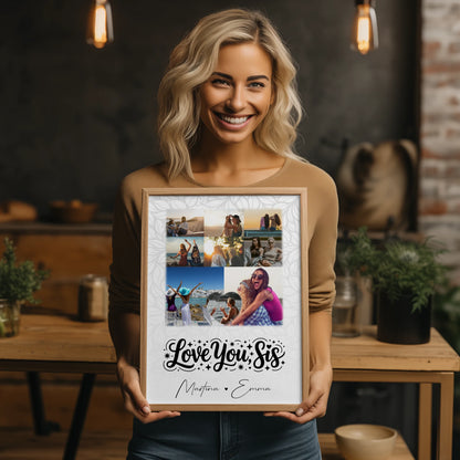 Geschwister Poster Personalisiert mit 8 Fotos und 1 Herz Foto Love you sis
