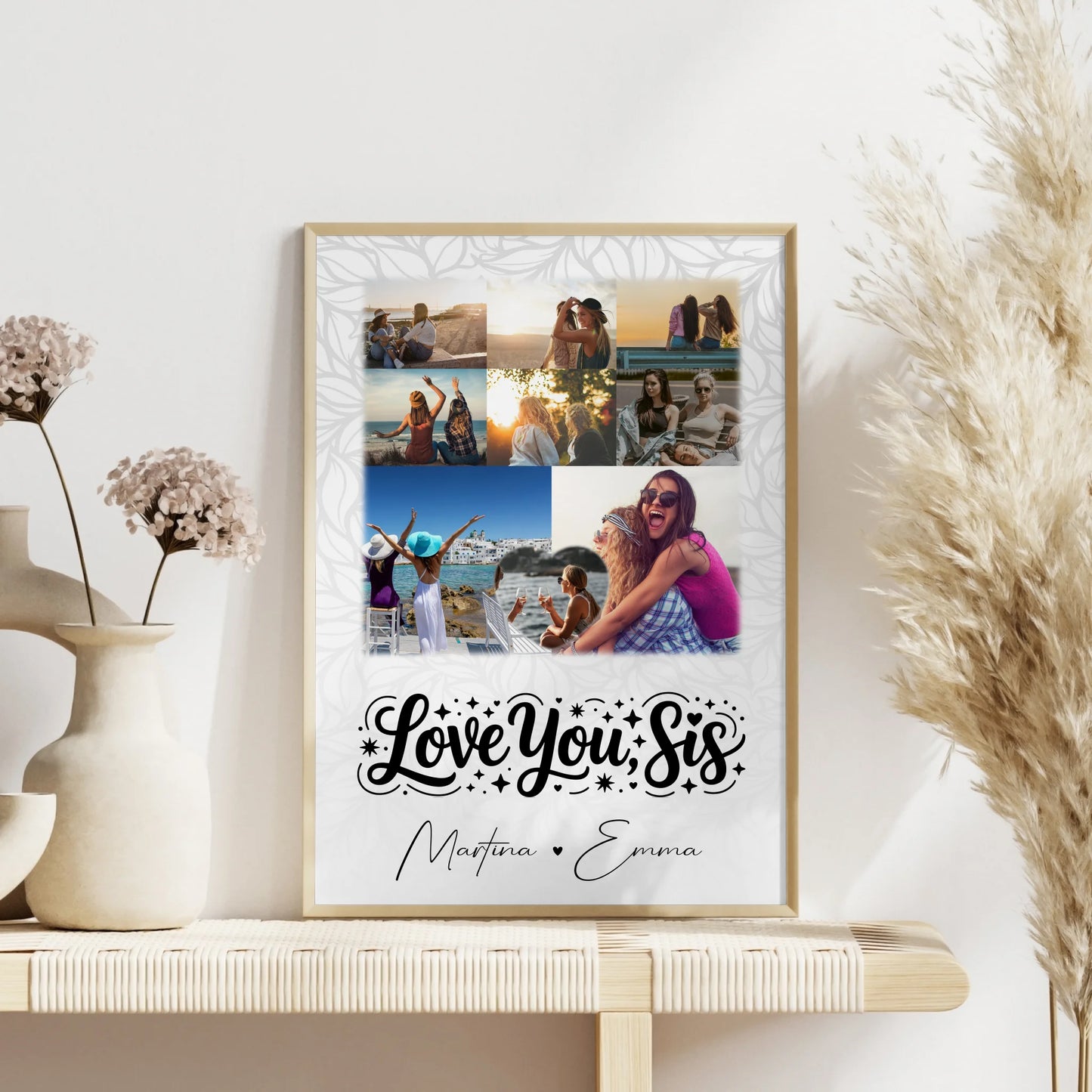 Geschwister Poster Personalisiert mit 8 Fotos und 1 Herz Foto Love you sis