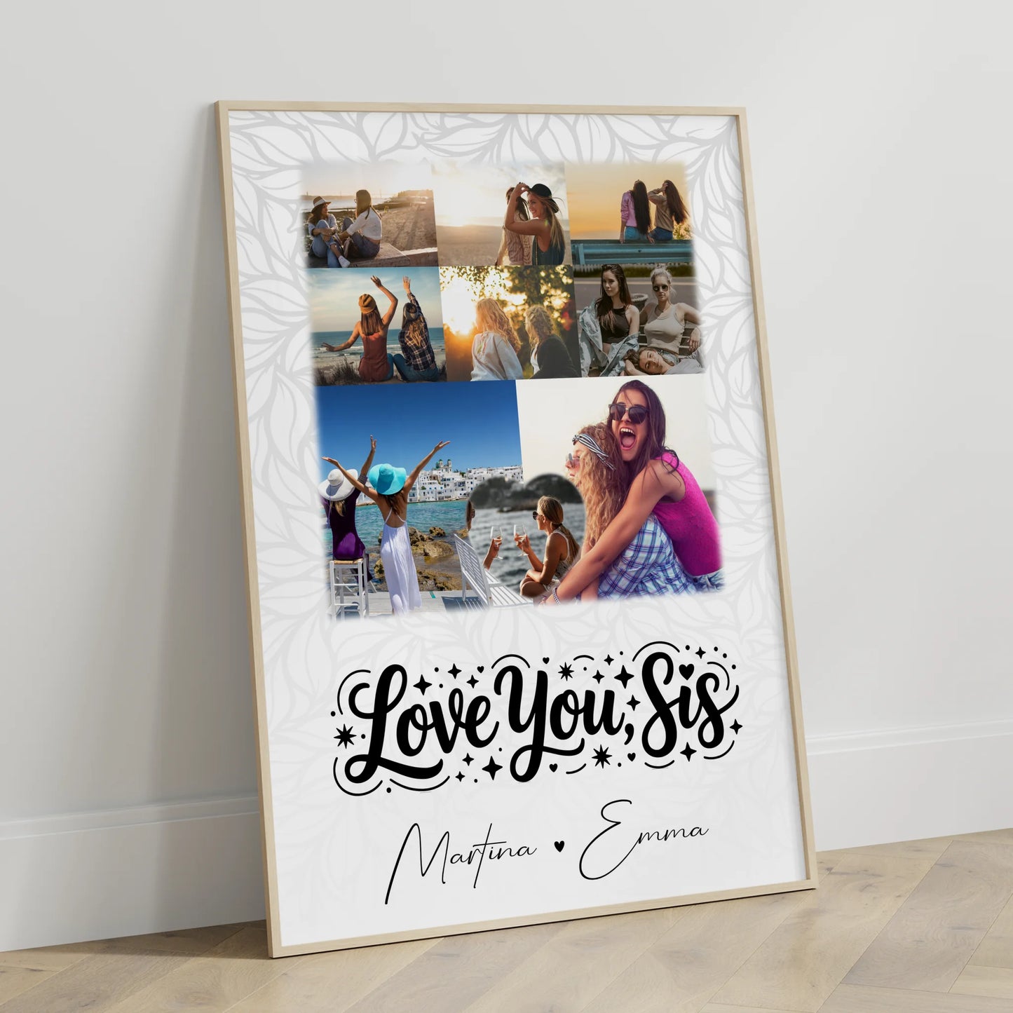 Geschwister Poster Personalisiert mit 8 Fotos und 1 Herz Foto Love you sis