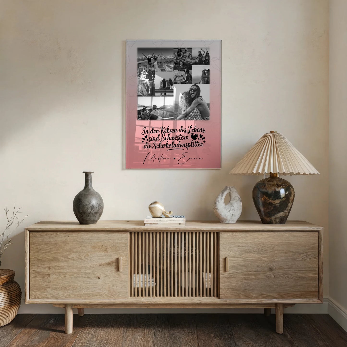 Personalisierte Foto Acrylglas Wanddekoration mit 9 Fotos Schwestern sind Schokoladensplitter