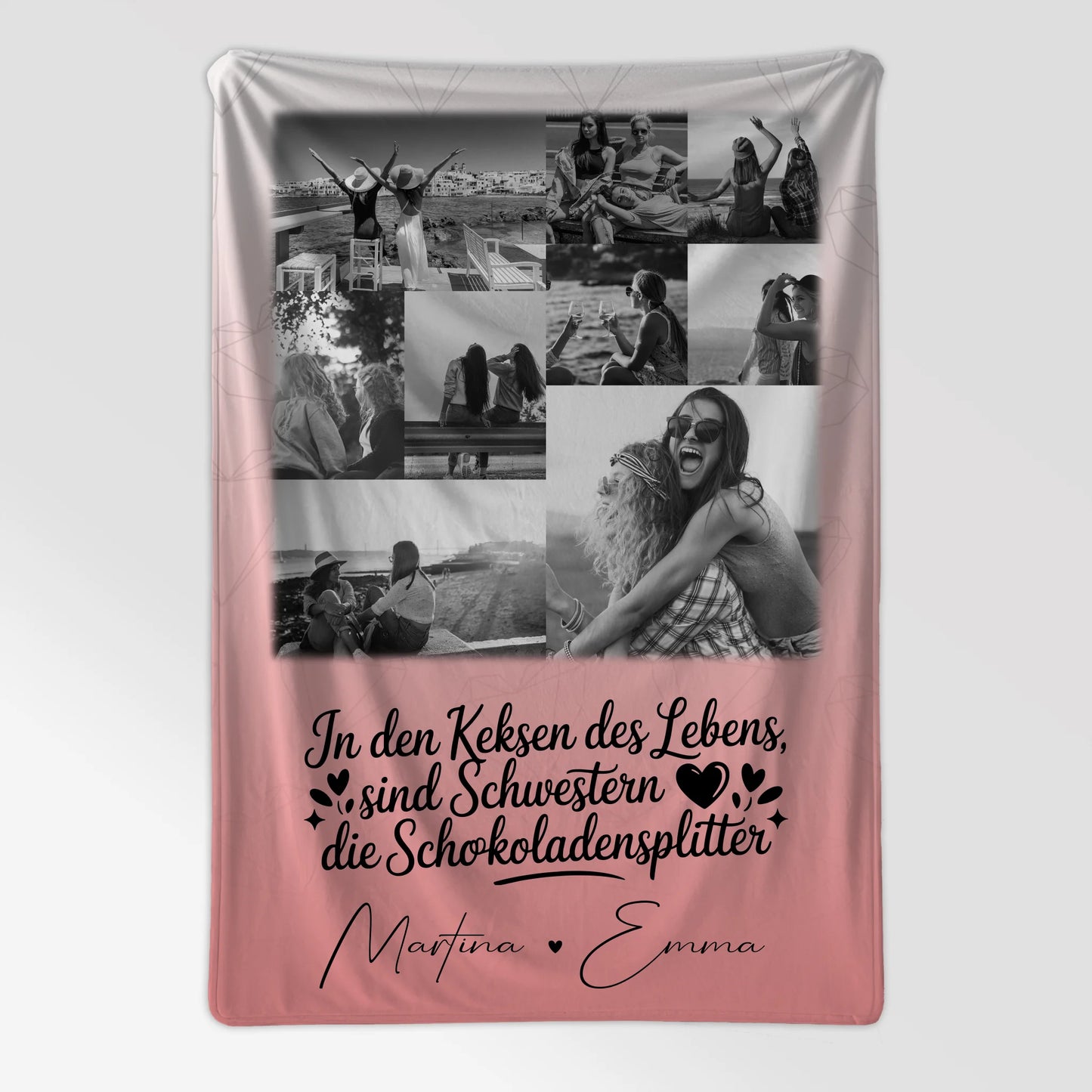 Personalisierte Namensdecke mit 9 Fotos Schwestern sind Schokoladensplitter Geschenk 7
