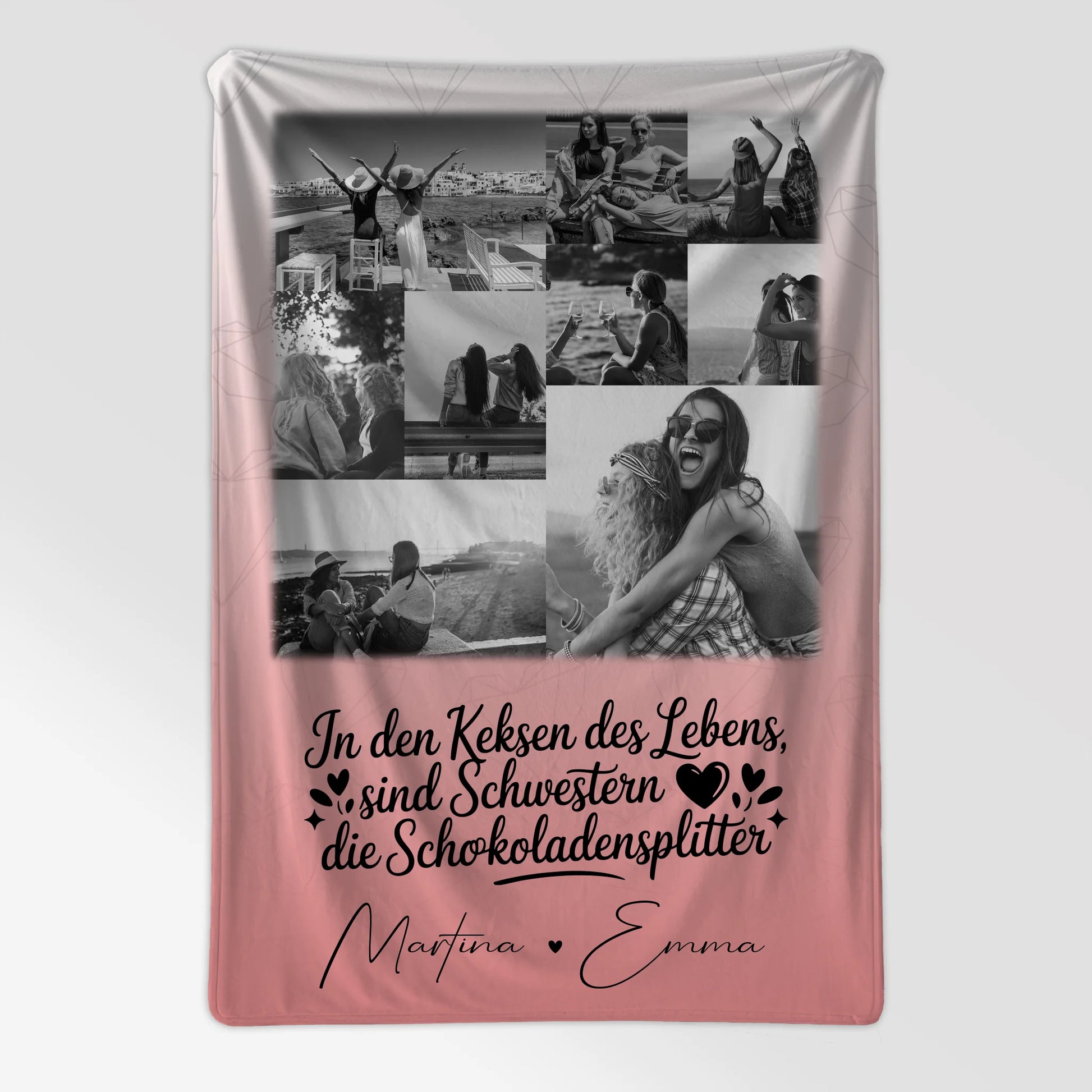 Personalisierte Namensdecke mit 9 Fotos Schwestern sind Schokoladensplitter Geschenk 7