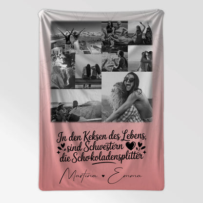 Personalisierte Namensdecke mit 9 Fotos Schwestern sind Schokoladensplitter Geschenk 7