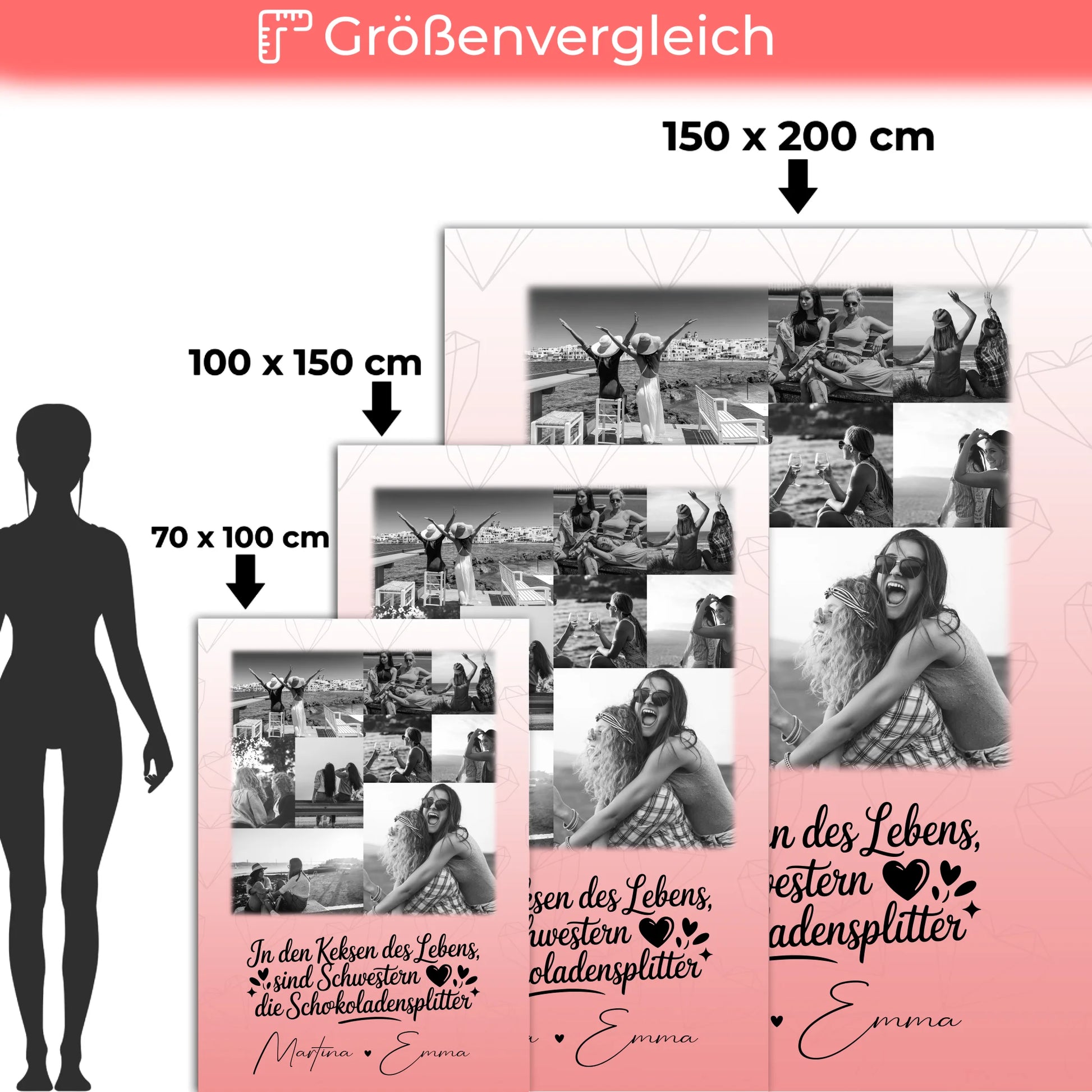 Personalisierte Namensdecke mit 9 Fotos Schwestern sind Schokoladensplitter Geschenk 5