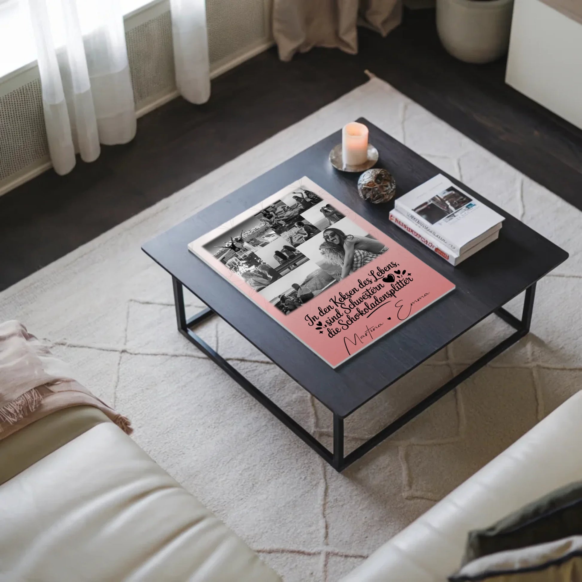 Personalisiertes Fotoboard Magnet Wandbild mit 9 Fotos Schwestern sind Schokoladensplitter 3