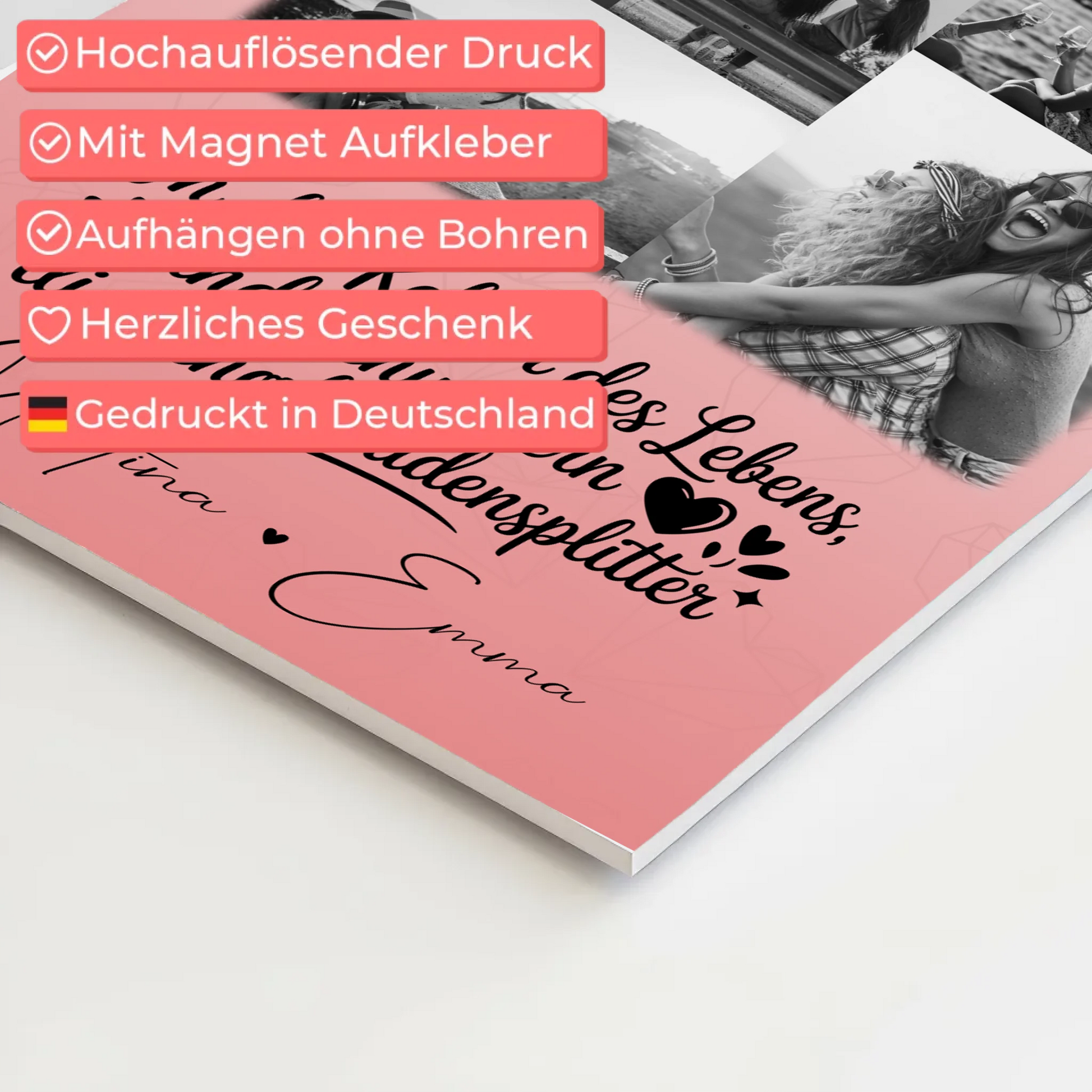 Personalisiertes Fotoboard Magnet Wandbild mit 9 Fotos Schwestern sind Schokoladensplitter 4