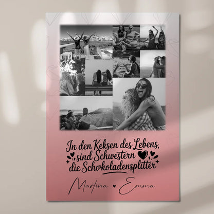 Personalisiertes Fotoboard Magnet Wandbild mit 9 Fotos Schwestern sind Schokoladensplitter 7
