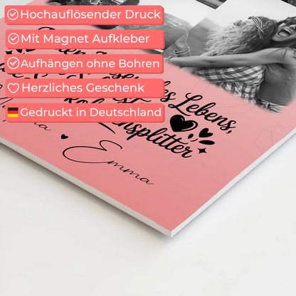 Personalisiertes Fotoboard Magnet Wandbild mit 9 Fotos Schwestern sind Schokoladensplitter