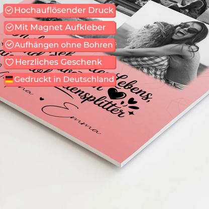 Personalisiertes Fotoboard Magnet Wandbild mit 9 Fotos Schwestern sind Schokoladensplitter