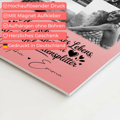Personalisiertes Fotoboard Magnet Wandbild mit 9 Fotos Schwestern sind Schokoladensplitter