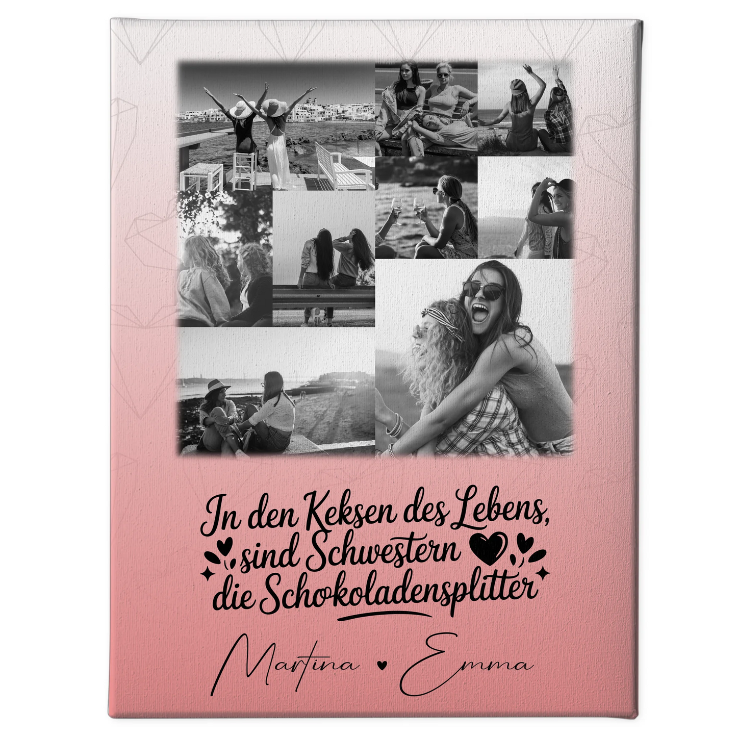 Personalisierte Schwester Leinwand mit 9 Fotos Schwestern sind Schokoladensplitter