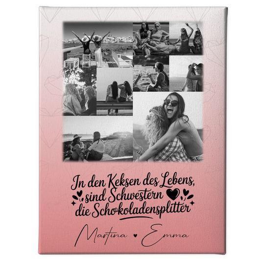 Personalisierte Schwester Leinwand mit 9 Fotos Schwestern sind Schokoladensplitter