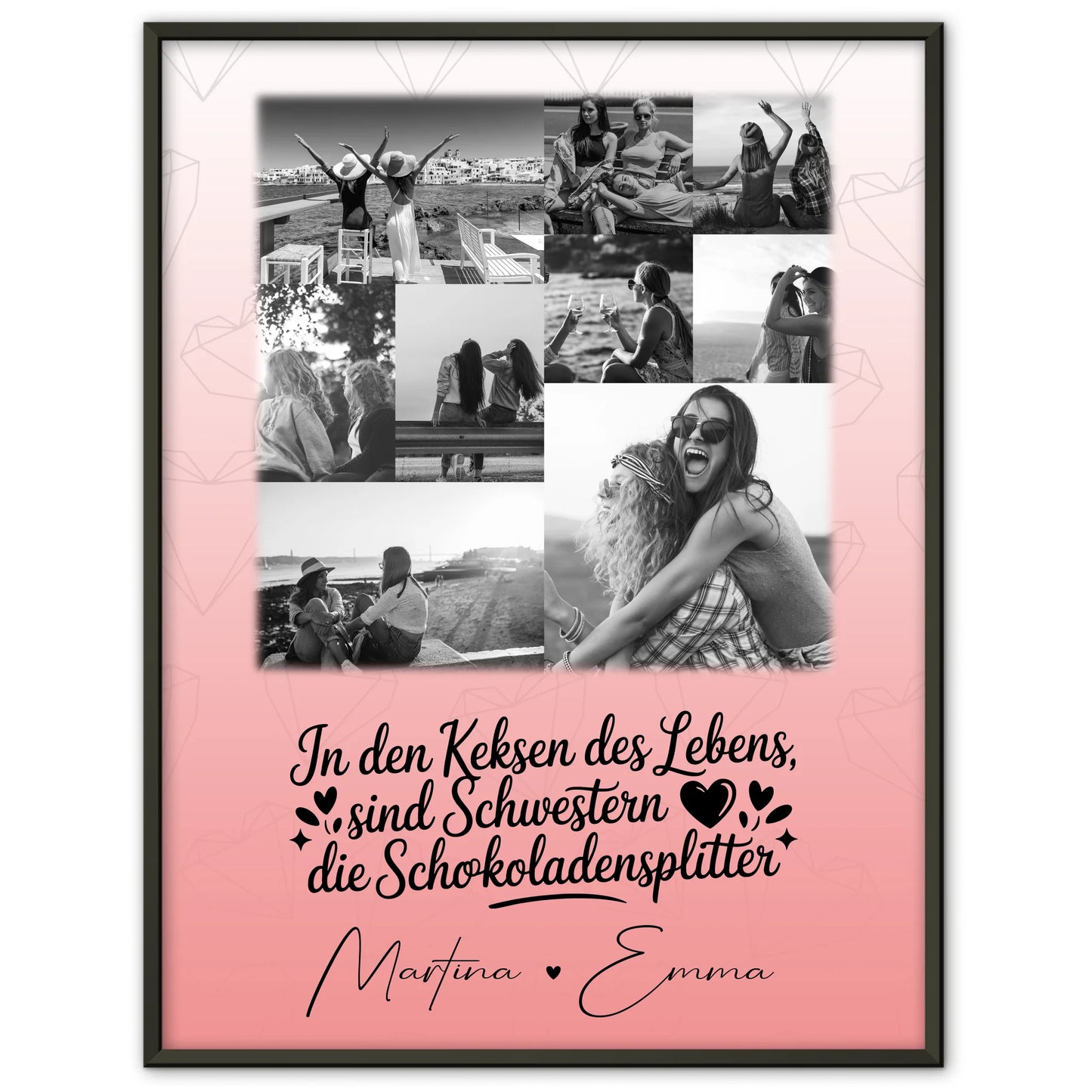 Personalisiertes Poster 9 Fotos Schwestern sind Schokoladensplitter