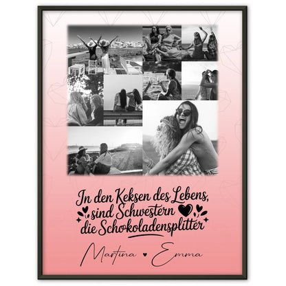 Personalisiertes Poster 9 Fotos Schwestern sind Schokoladensplitter