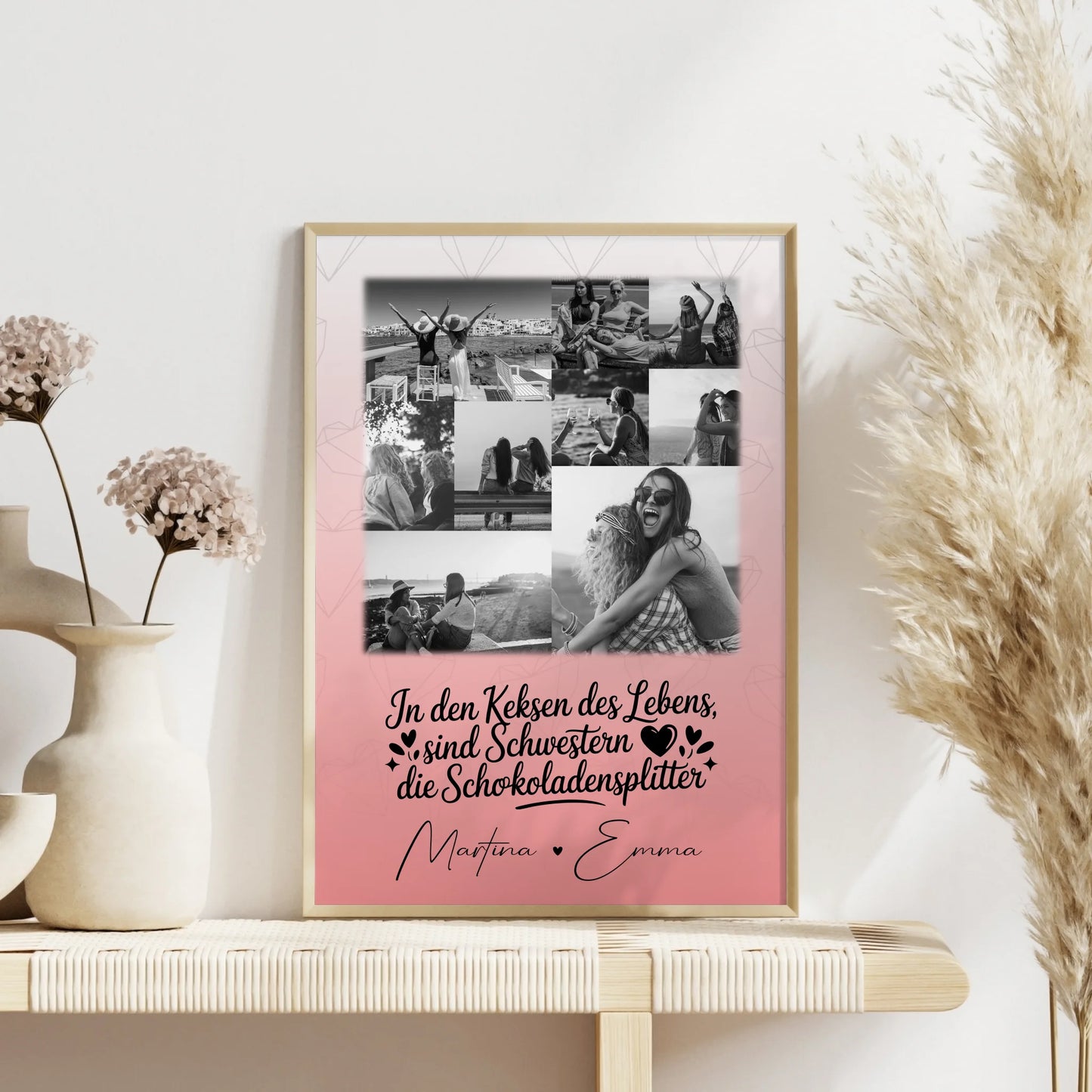 Personalisiertes Poster 9 Fotos Schwestern sind Schokoladensplitter