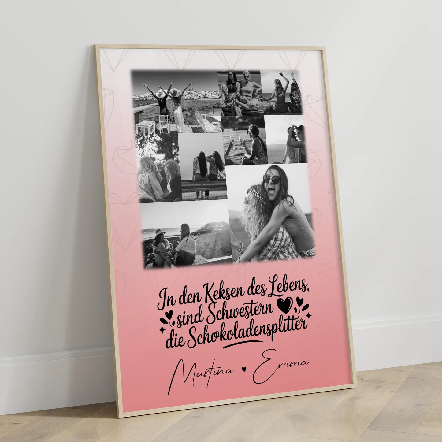 Personalisiertes Poster 9 Fotos Schwestern sind Schokoladensplitter