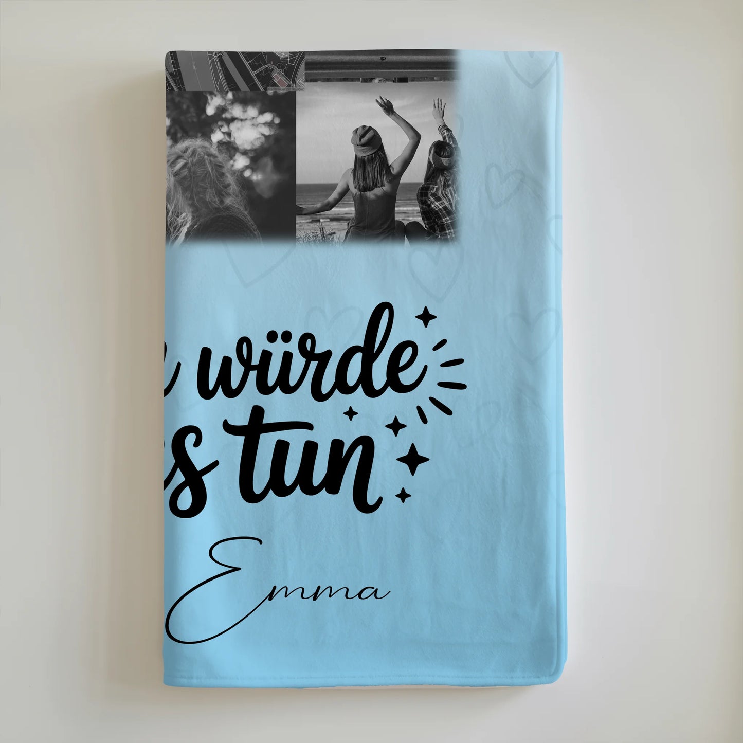 Personalisierte Kuscheldecke Mit Namen 10 Fotos und Karte in der Mitte Für dich würde ich alles tun 6