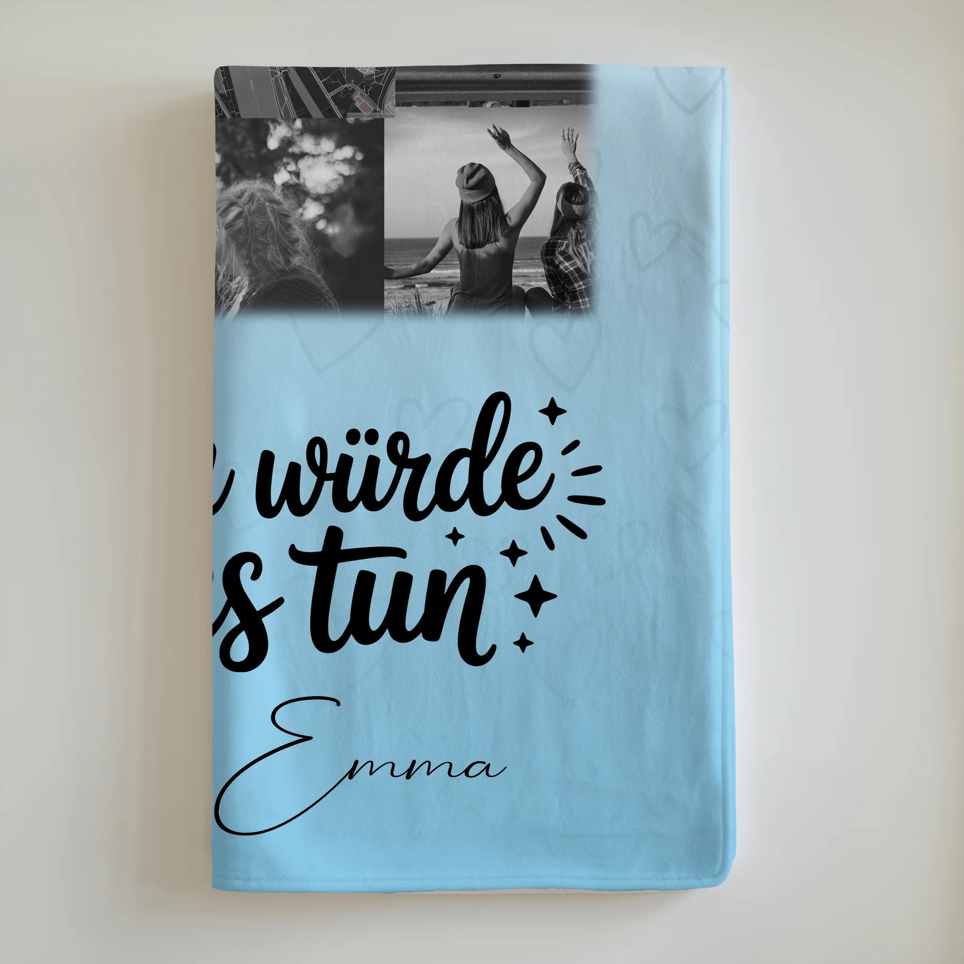Personalisierte Kuscheldecke Mit Namen 10 Fotos und Karte in der Mitte Für dich würde ich alles tun 6