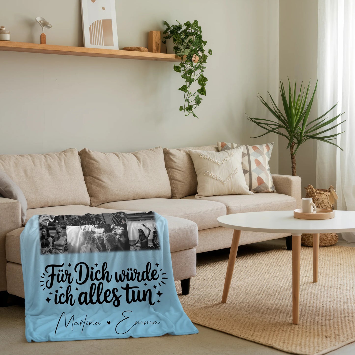 Personalisierte Kuscheldecke Mit Namen 10 Fotos und Karte in der Mitte Für dich würde ich alles tun 4
