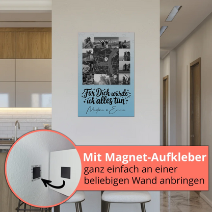Magnetposter Fotoboard mit 10 Fotos und Karte in der Mitte Für dich würde ich alles tun 5