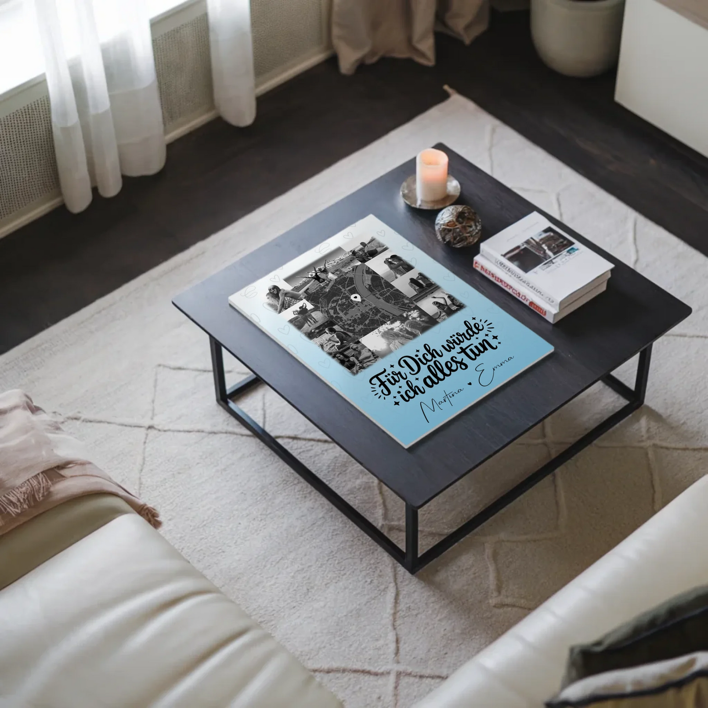 Magnetposter Fotoboard mit 10 Fotos und Karte in der Mitte Für dich würde ich alles tun 9
