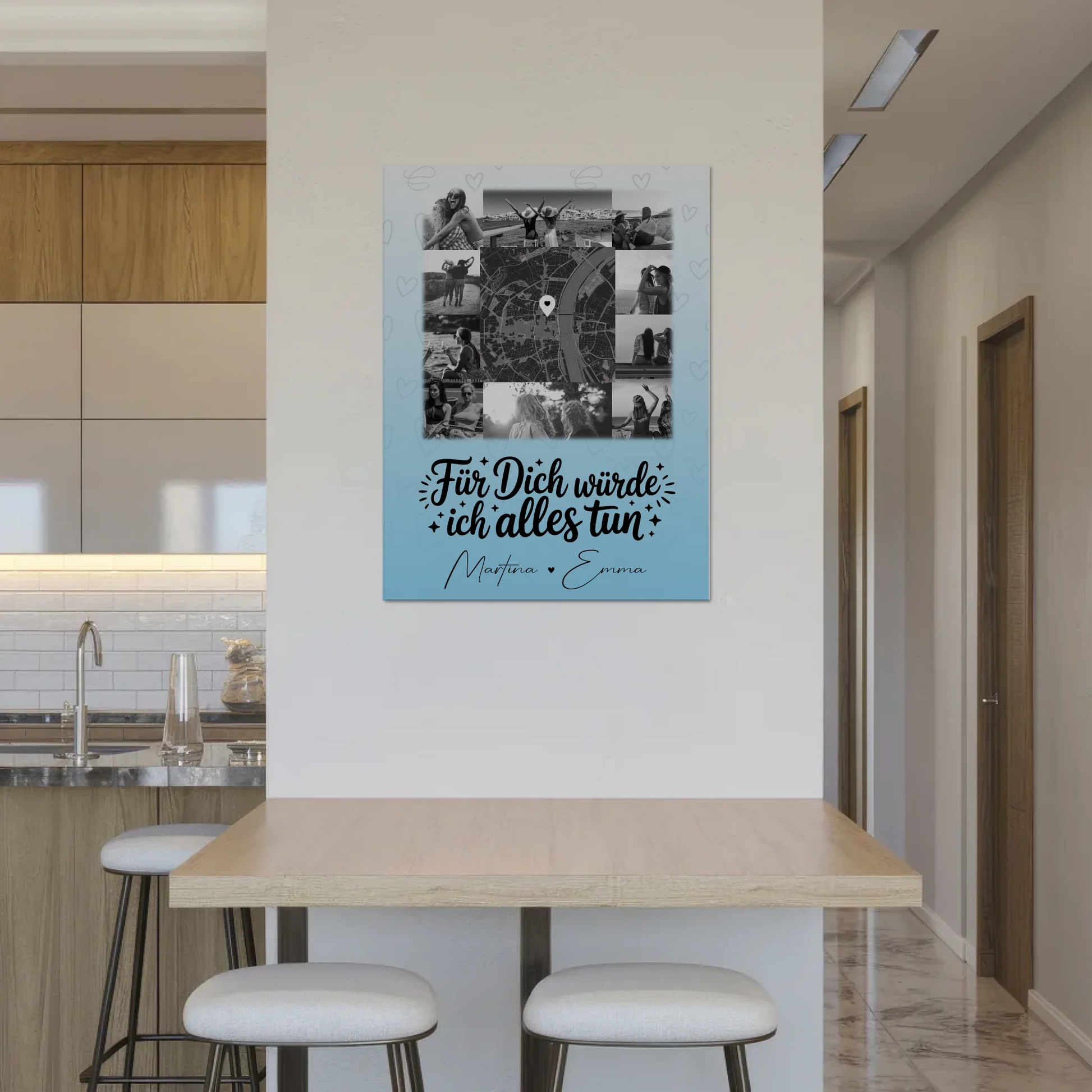 Magnetposter Fotoboard mit 10 Fotos und Karte in der Mitte Für dich würde ich alles tun 8