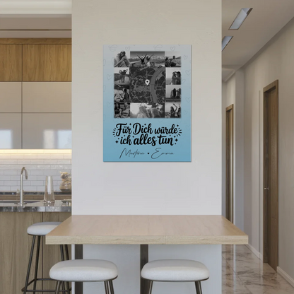 Magnetposter Fotoboard mit 10 Fotos und Karte in der Mitte Für dich würde ich alles tun 8
