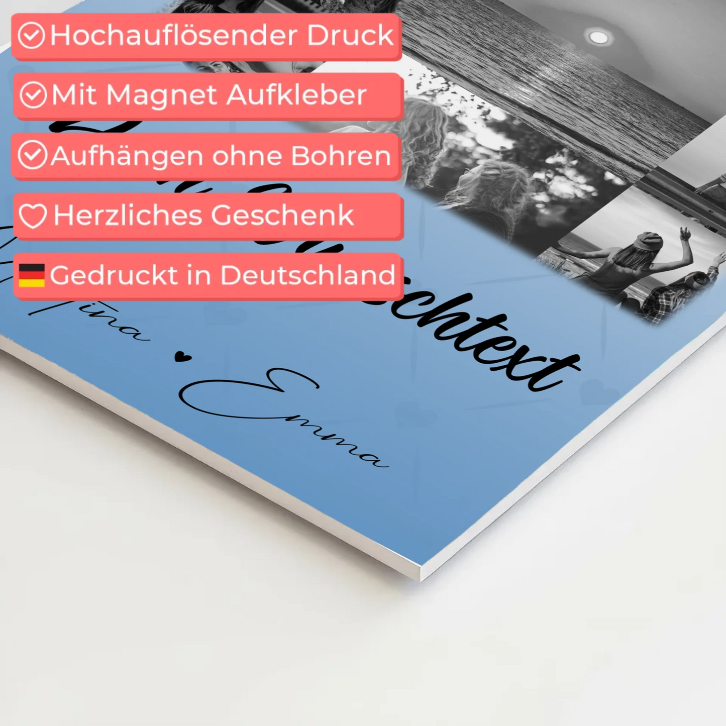 Personalisiertes Fotoboard Poster Magnetisch mit 11 Fotos und Wunschtext für individuelle Geschenke 4