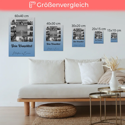 Personalisiertes Fotoboard Poster Magnetisch mit 11 Fotos und Wunschtext für individuelle Geschenke