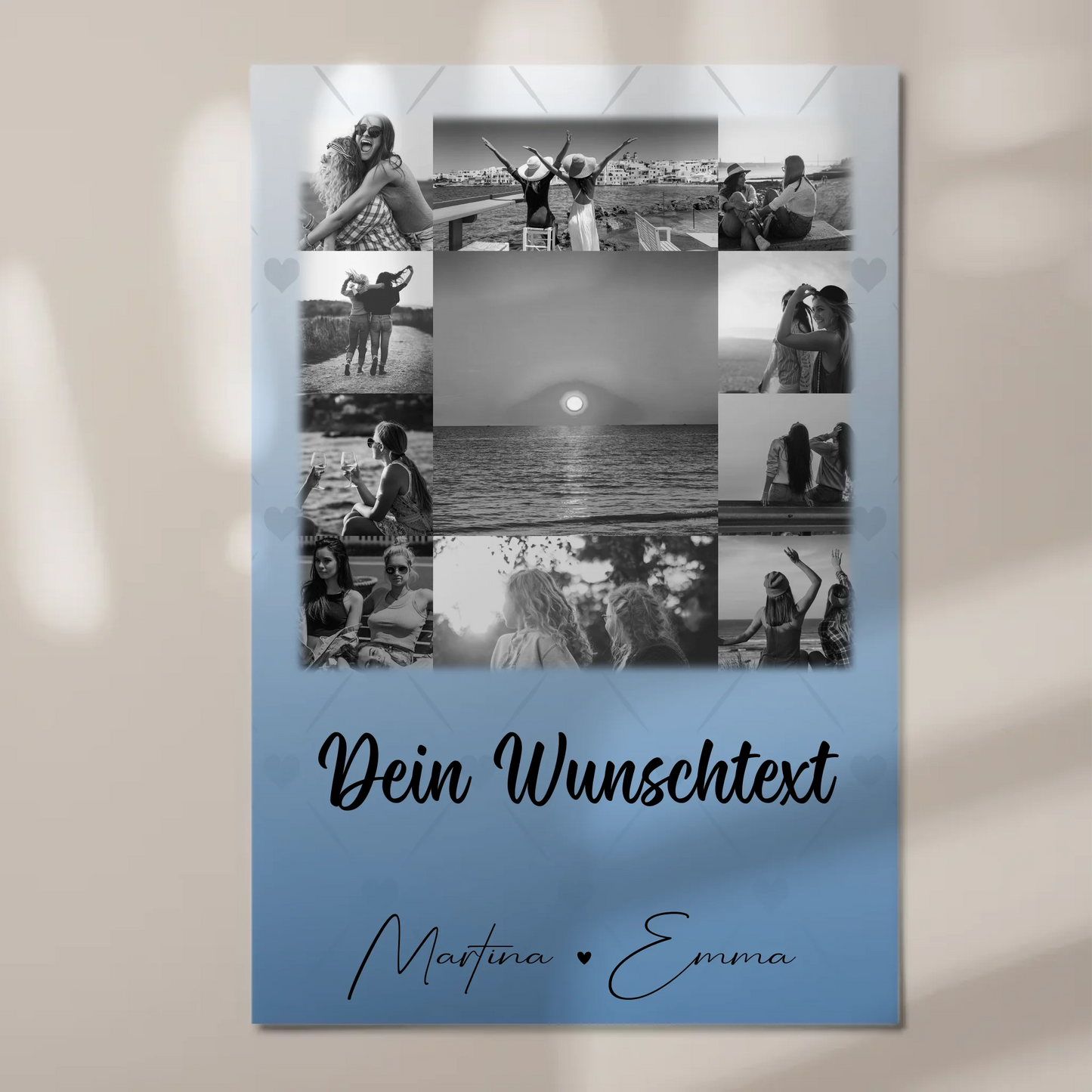 Personalisiertes Fotoboard Poster Magnetisch mit 11 Fotos und Wunschtext für individuelle Geschenke