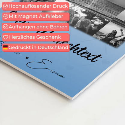 Personalisiertes Fotoboard Poster Magnetisch mit 11 Fotos und Wunschtext für individuelle Geschenke