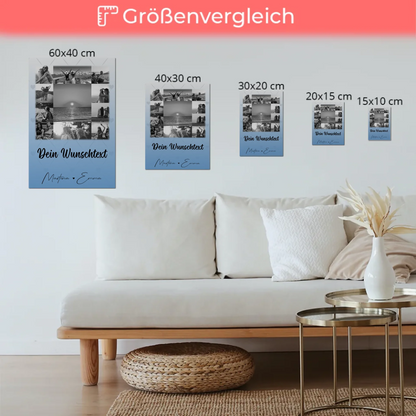 Personalisiertes Fotoboard Poster Magnetisch mit 11 Fotos und Wunschtext für individuelle Geschenke