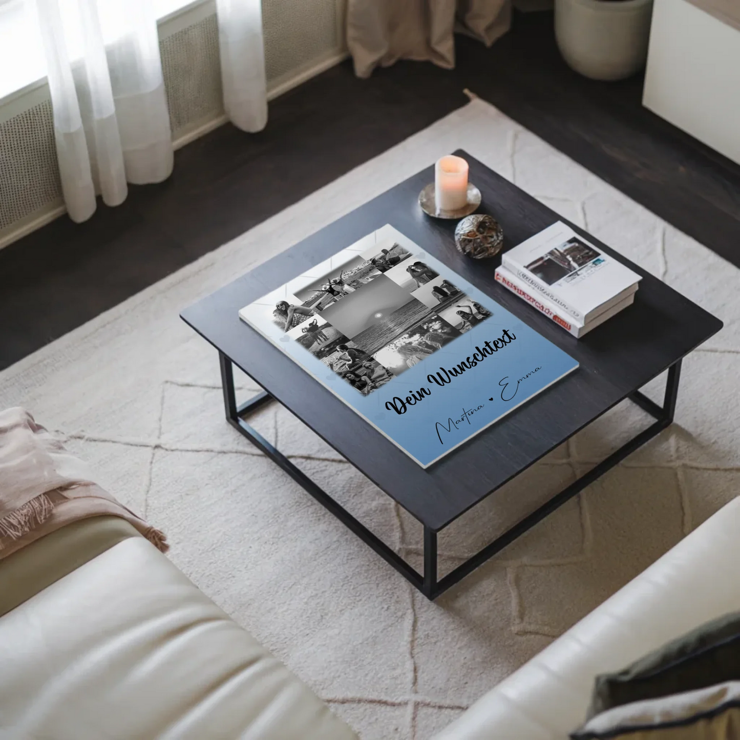 Personalisiertes Fotoboard Poster Magnetisch mit 11 Fotos und Wunschtext für individuelle Geschenke