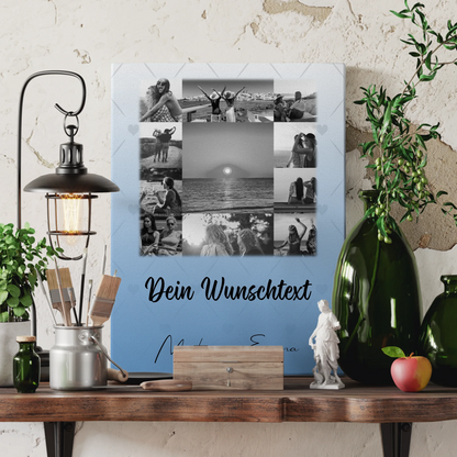 Personalisierte Leinwand Schwester mit 11 Fotos und Wunschtext – Individuelles Geschenk
