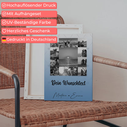 Personalisierte Leinwand Schwester mit 11 Fotos und Wunschtext – Individuelles Geschenk