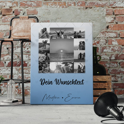 Personalisierte Leinwand Schwester mit 11 Fotos und Wunschtext – Individuelles Geschenk
