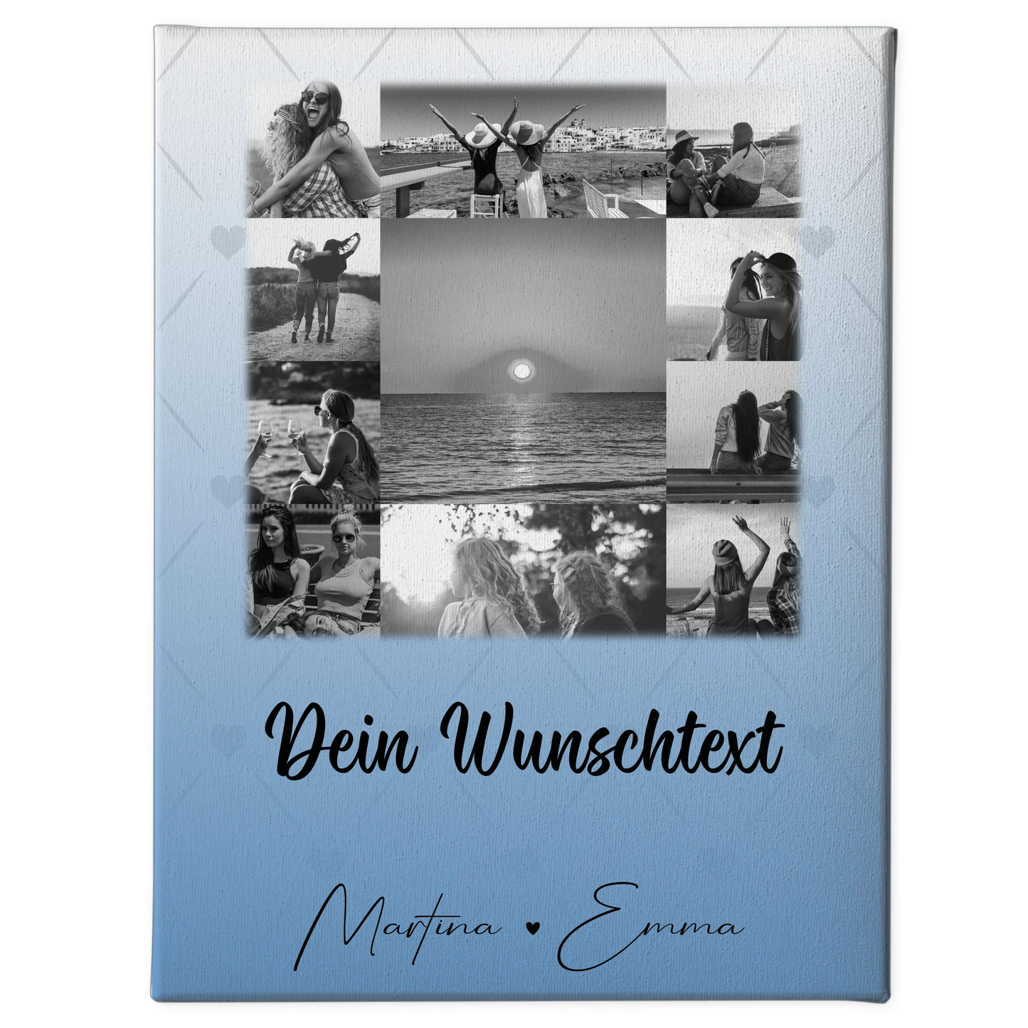 Personalisierte Leinwand Schwester mit 11 Fotos und Wunschtext – Individuelles Geschenk
