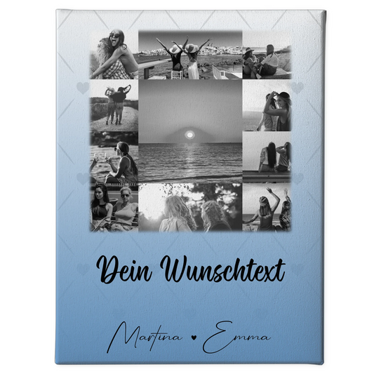 Personalisierte Leinwand Schwester mit 11 Fotos und Wunschtext – Individuelles Geschenk