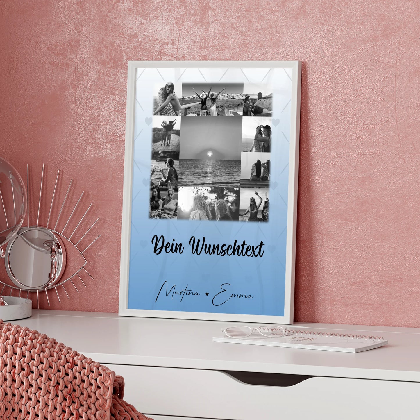 Personalisiertes Poster Schwester als Fotocollage mit 11 Fotos und Wunschtext Geschenk