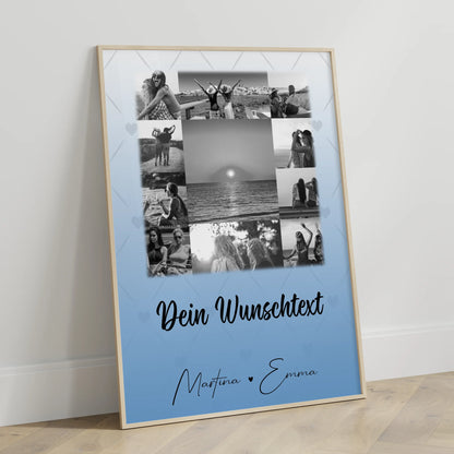 Personalisiertes Poster Schwester als Fotocollage mit 11 Fotos und Wunschtext Geschenk
