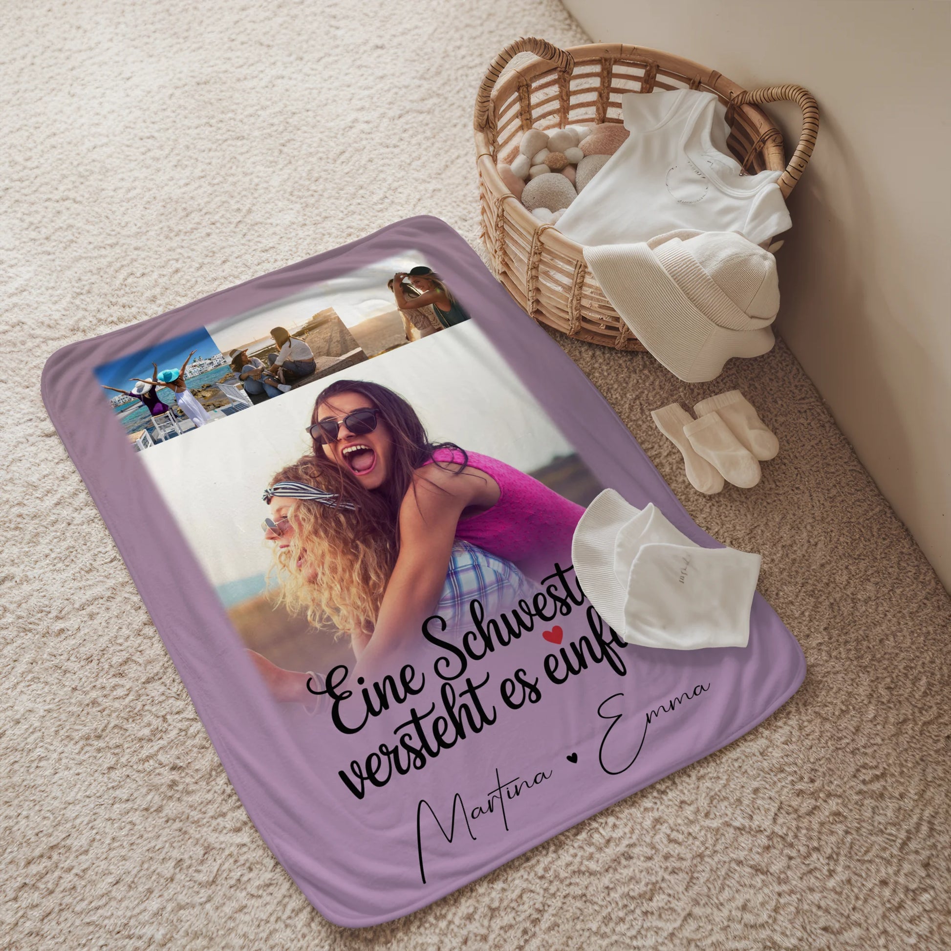Kuscheldecke Mit Namen 4 Fotos Eine Schwester versteht es personalisiertes Geschenk 2