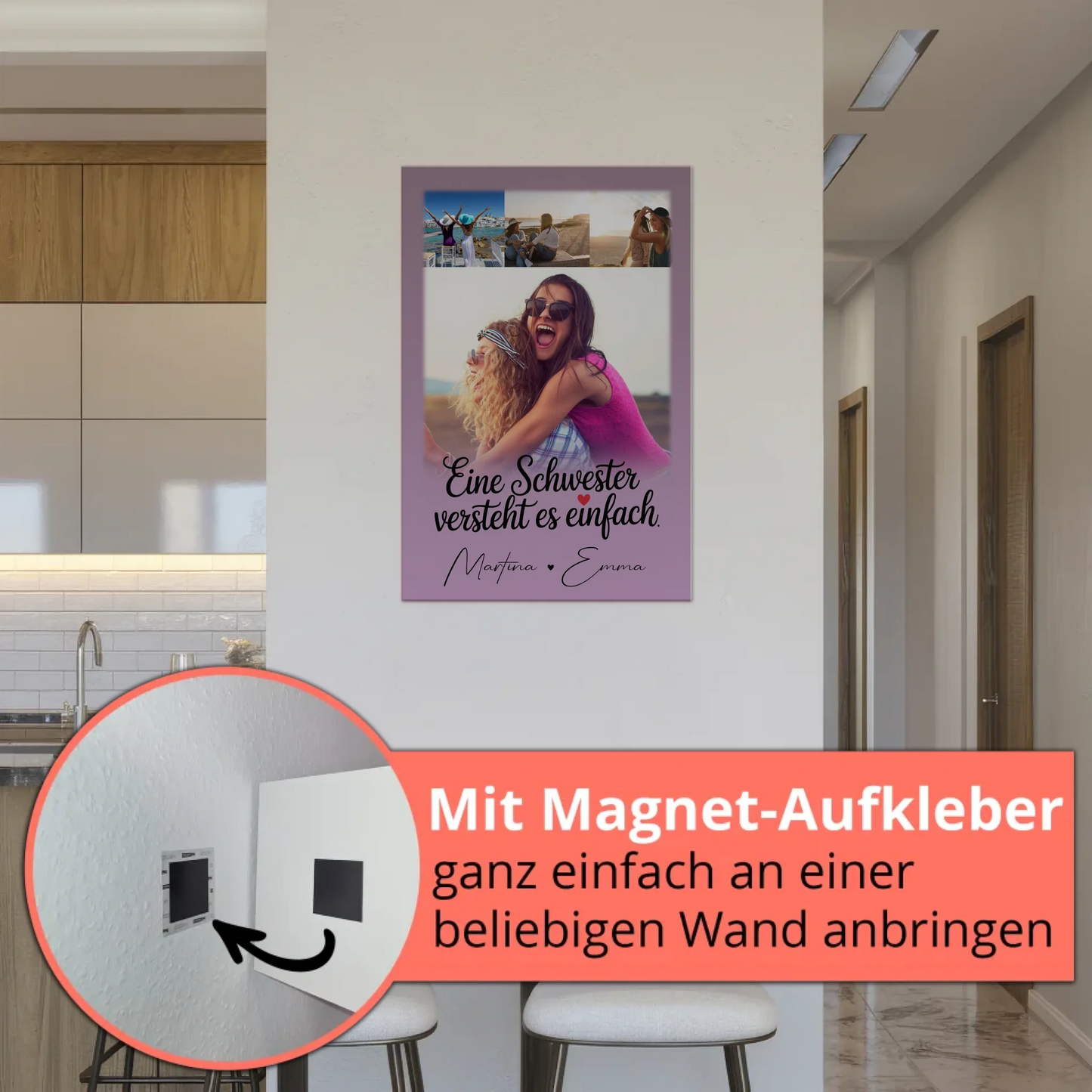 Personalisiertes Fotoboard Poster Magnetisch mit 4 Fotos Eine Schwester versteht es 5