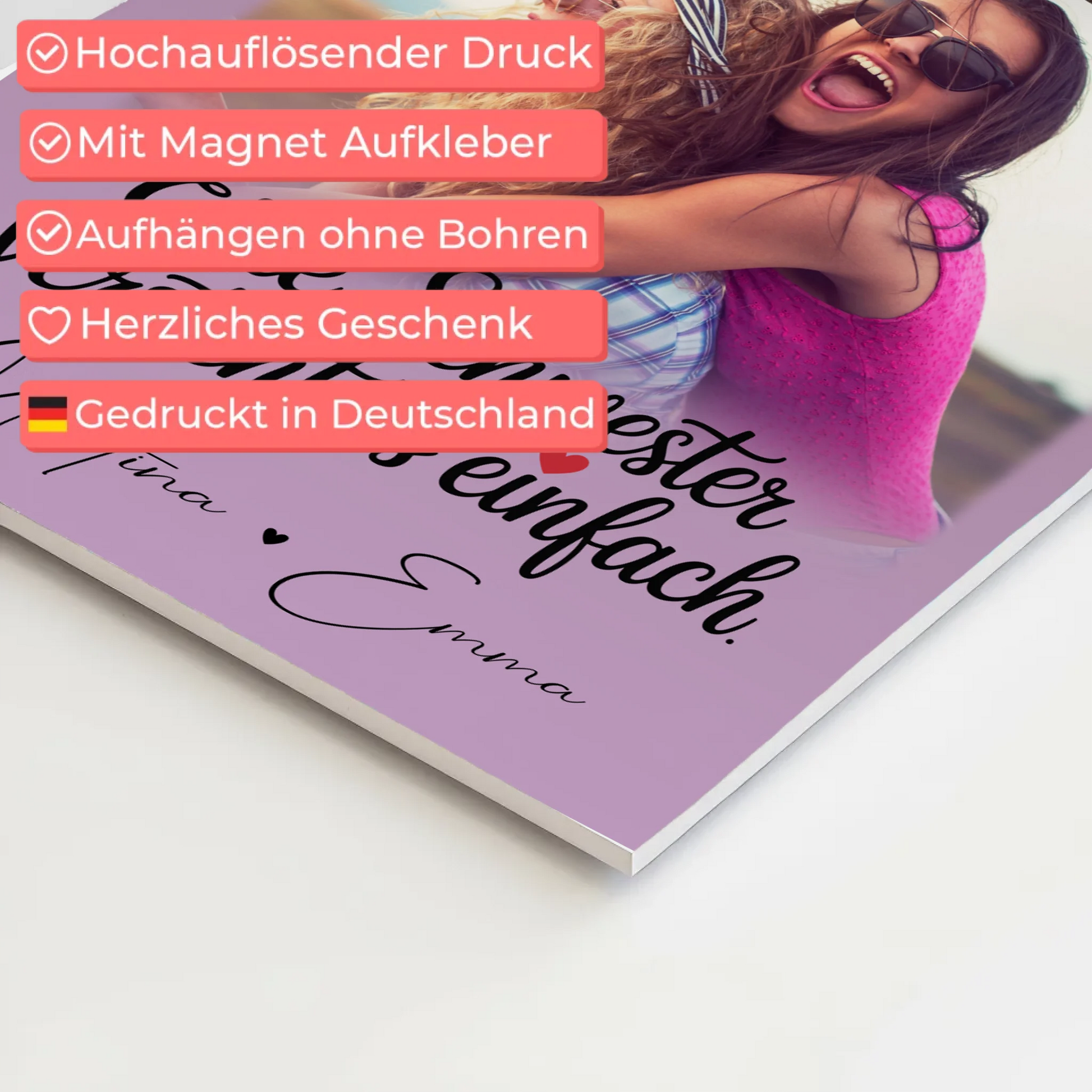 Personalisiertes Fotoboard Poster Magnetisch mit 4 Fotos Eine Schwester versteht es 4
