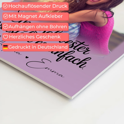Personalisiertes Fotoboard Poster Magnetisch mit 4 Fotos Eine Schwester versteht es