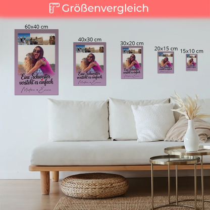 Personalisiertes Fotoboard Poster Magnetisch mit 4 Fotos Eine Schwester versteht es