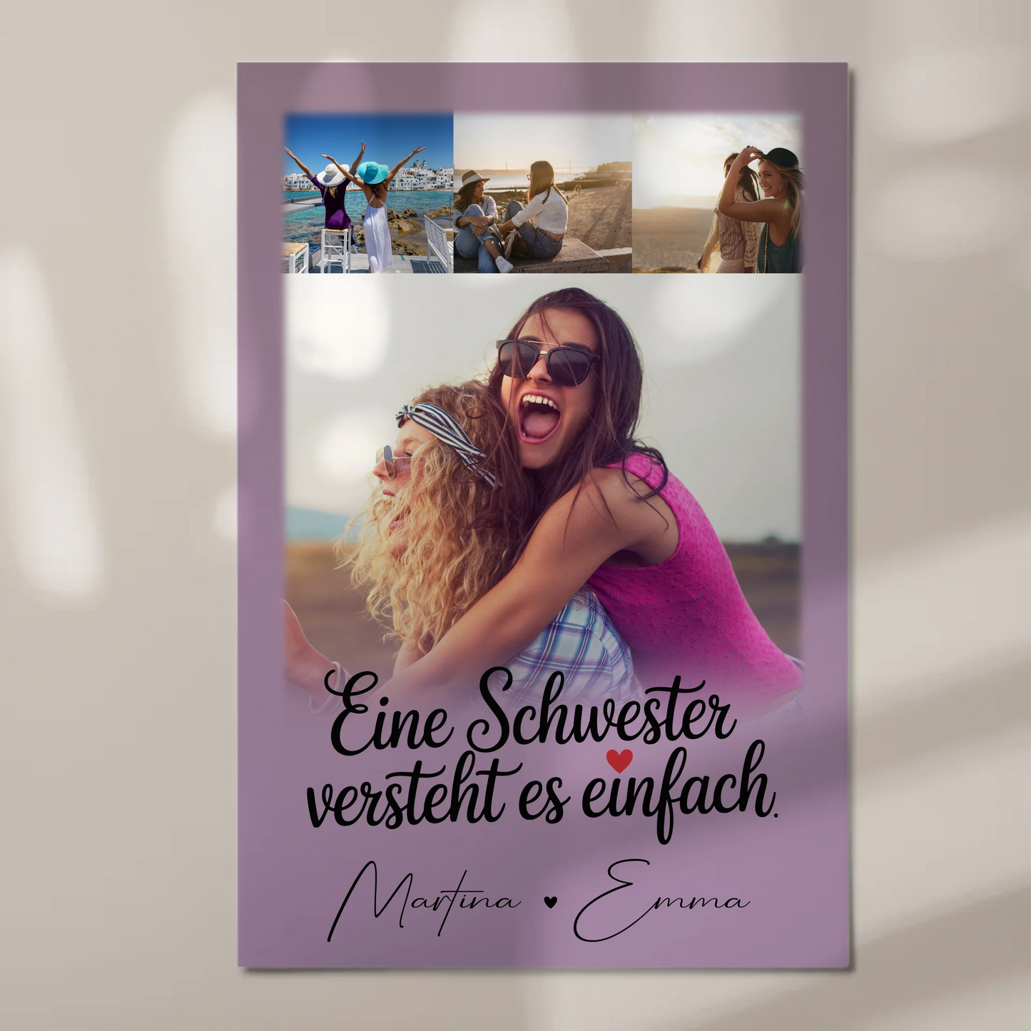 Personalisiertes Fotoboard Poster Magnetisch mit 4 Fotos Eine Schwester versteht es