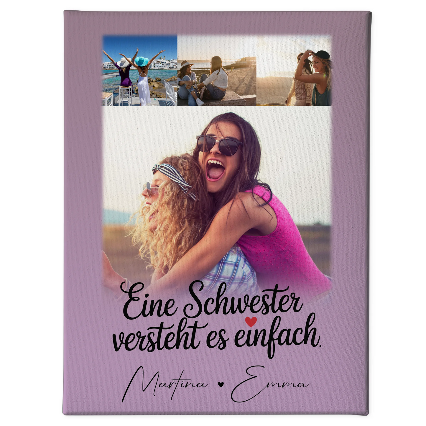 Personalisierte Leinwand Schwester mit 4 Fotos Eine Schwester versteht es Geschenk