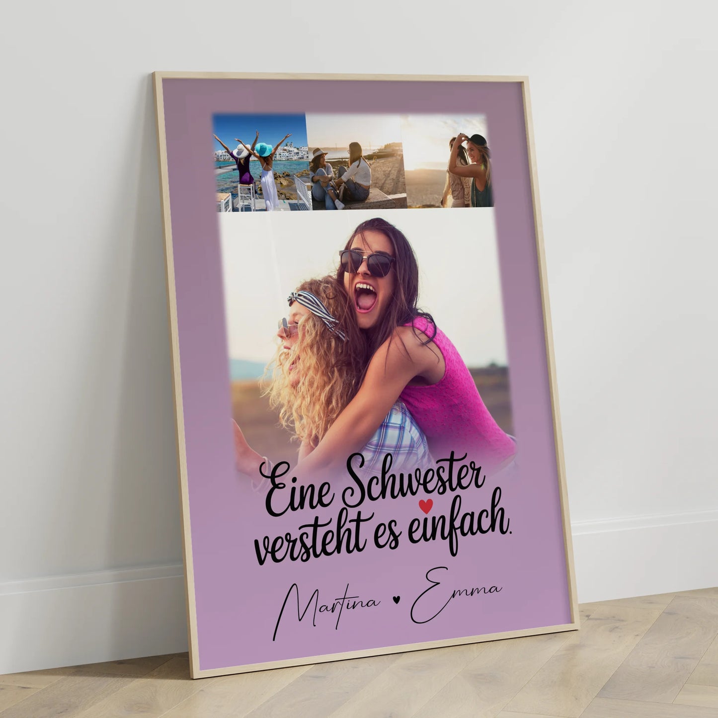 Geschenk für Schwester Poster mit 4 Fotos Eine Schwester versteht es